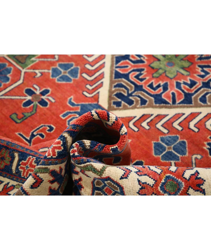 Afghan Tribal Kazak Rug 6' 9" x 9' 9" Hand-Knotted | No. AT86821