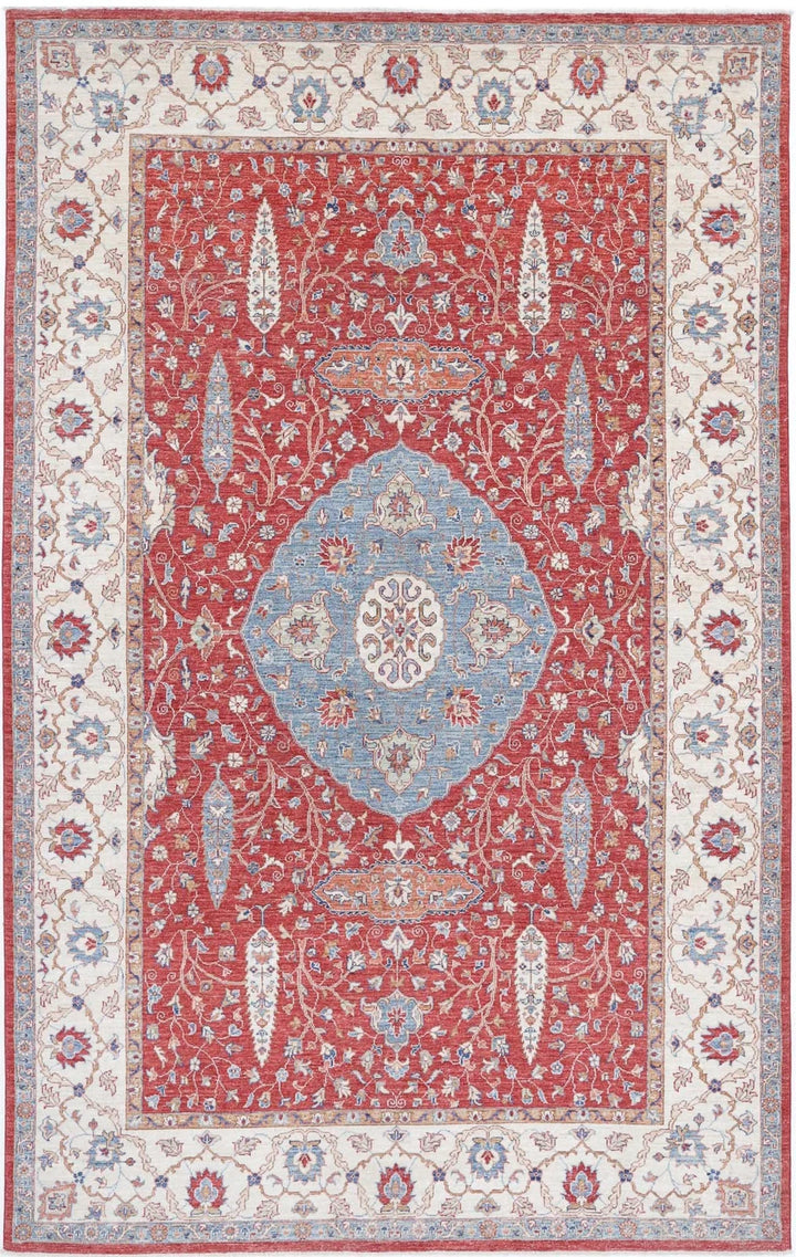 Afghan Ziegler Rug 6' 7" x 10' 5" Hand-Knotted | No. AT86985