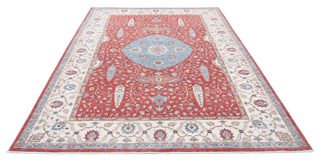 Afghan Ziegler Rug 6' 7" x 10' 5" Hand-Knotted | No. AT86985