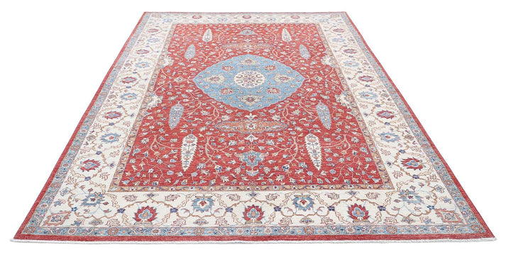 Afghan Ziegler Rug 6' 7" x 10' 5" Hand-Knotted | No. AT86985
