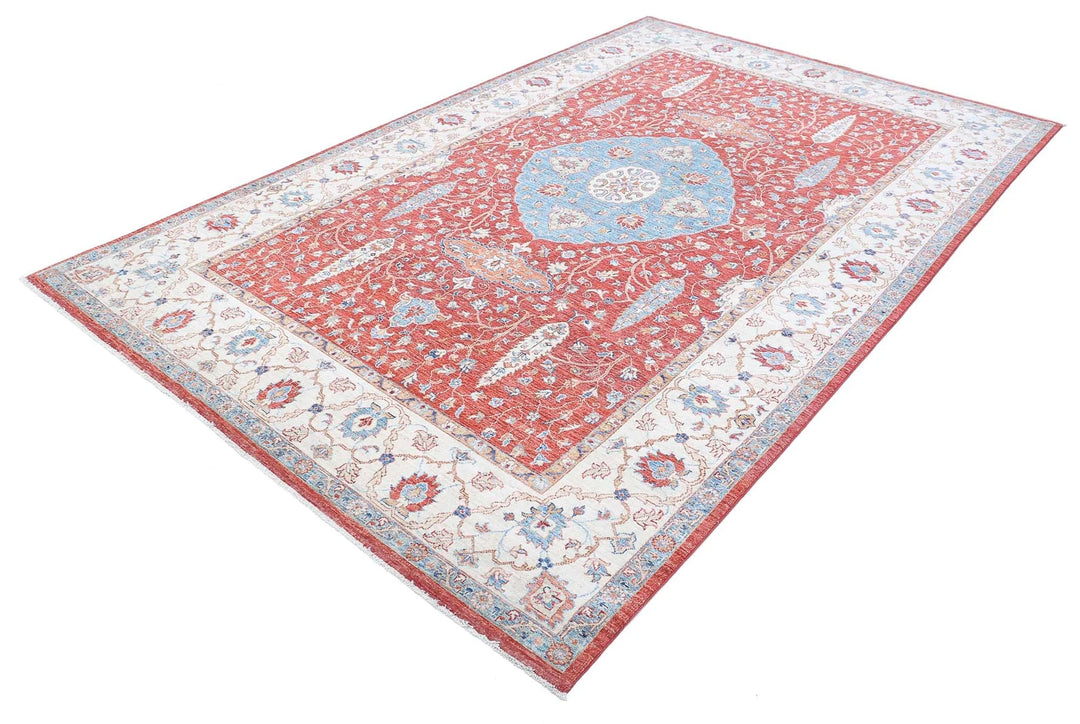 Afghan Ziegler Rug 6' 7" x 10' 5" Hand-Knotted | No. AT86985