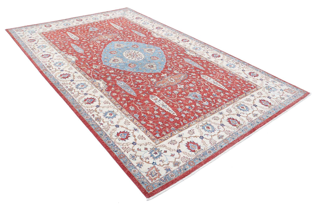 Afghan Ziegler Rug 6' 7" x 10' 5" Hand-Knotted | No. AT86985