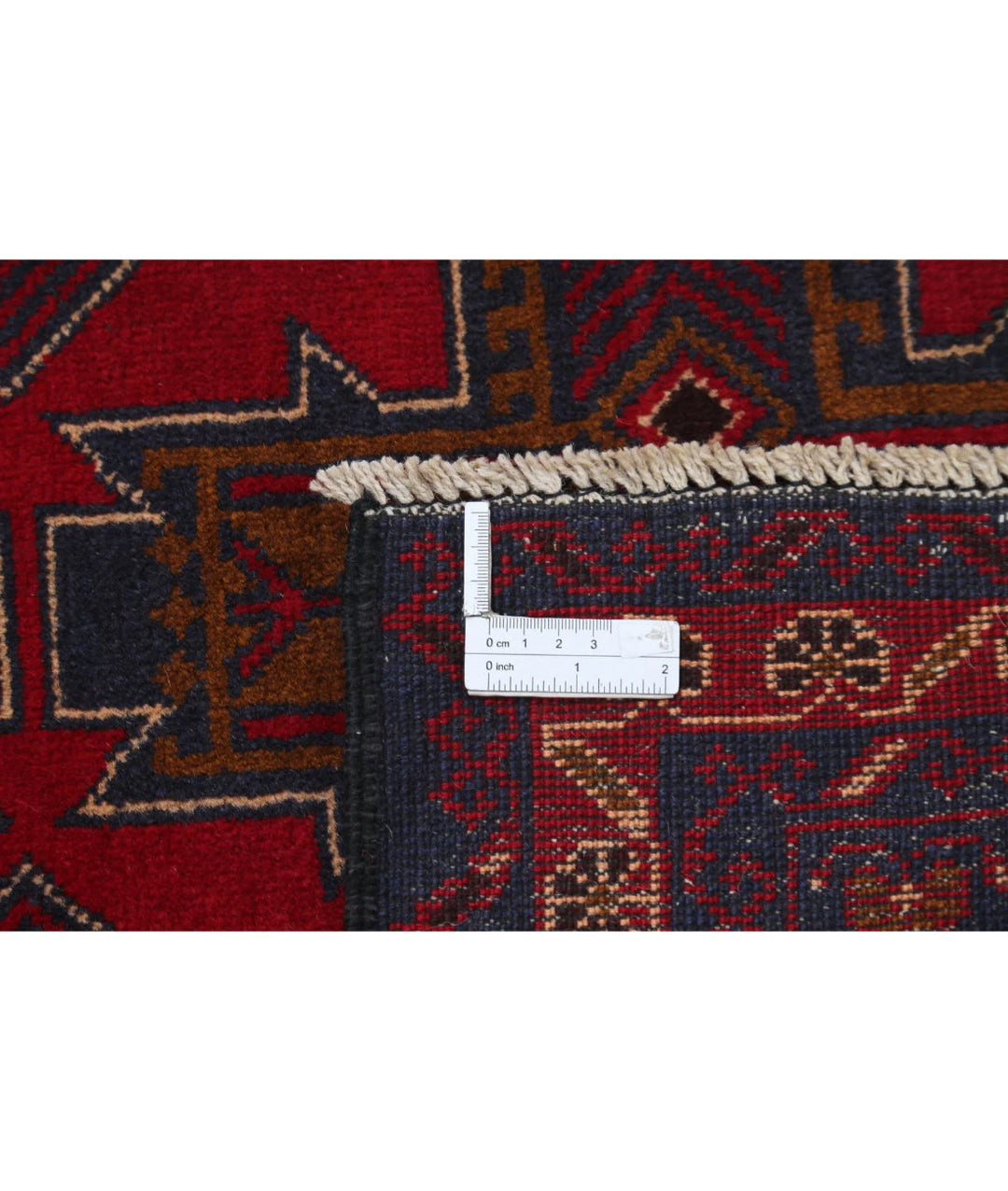 Red Afghan Baluchi Rug 3' 0" x 4' 9" Hand-Knotted | No. AT87104