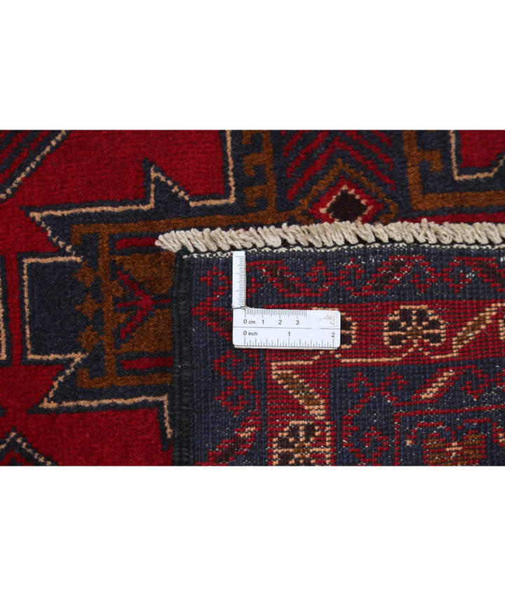 Red Afghan Baluchi Rug 3' 0" x 4' 9" Hand-Knotted | No. AT87104