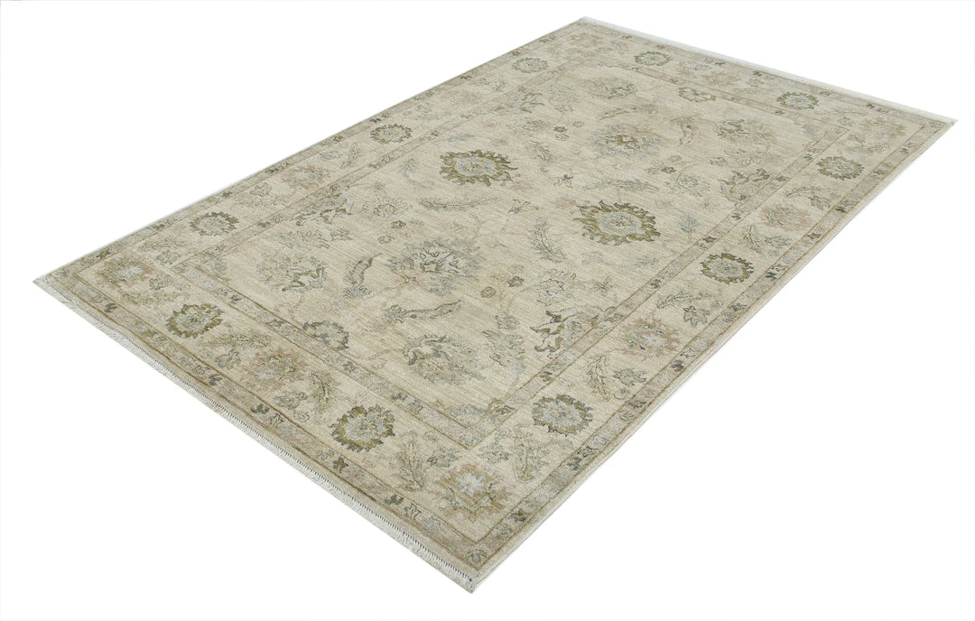 Indian Ziegler Rug 4' 5" x 6' 10" Hand-Knotted | No. AT87177