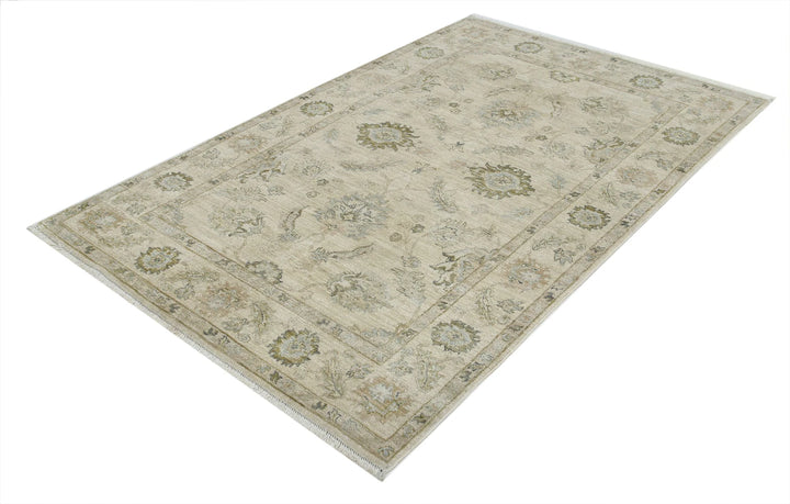 Indian Ziegler Rug 4' 5" x 6' 10" Hand-Knotted | No. AT87177