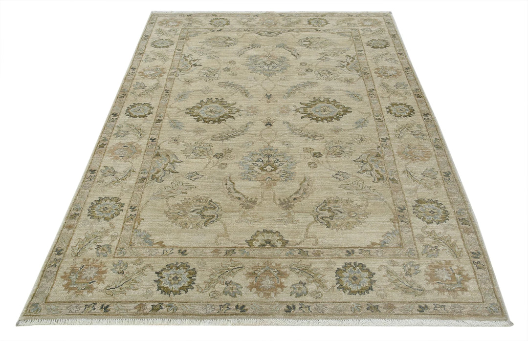 Indian Ziegler Rug 4' 5" x 6' 10" Hand-Knotted | No. AT87177