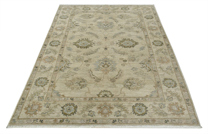 Indian Ziegler Rug 4' 5" x 6' 10" Hand-Knotted | No. AT87177