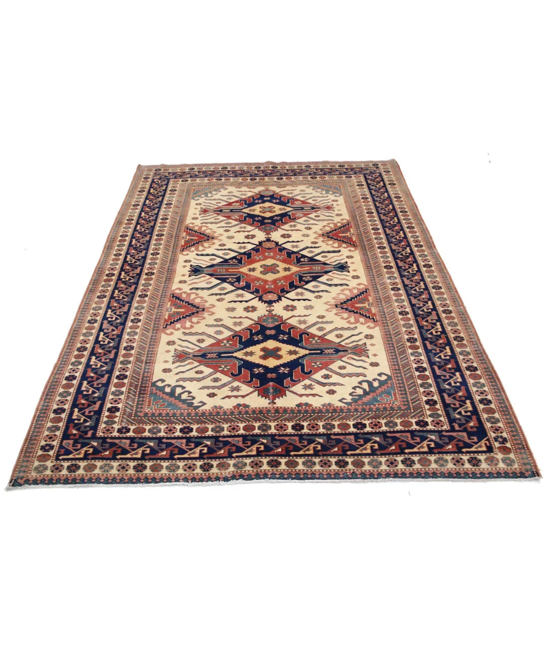 Afghan Tribal Shirvan Rug 5' 3" x 6' 9" Hand-Knotted | No. AT87214