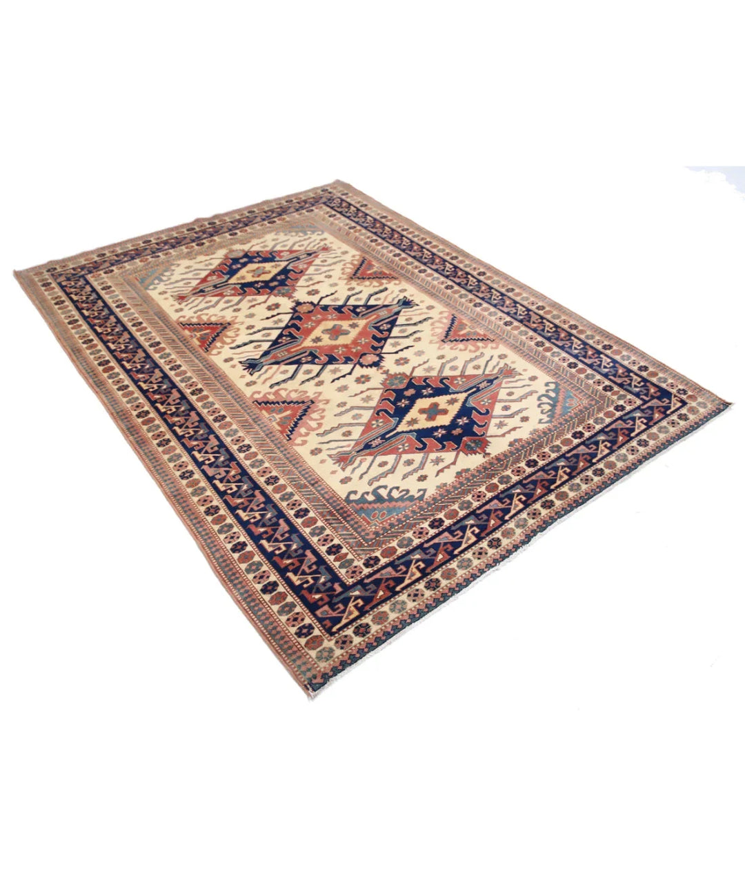 Afghan Tribal Shirvan Rug 5' 3" x 6' 9" Hand-Knotted | No. AT87214