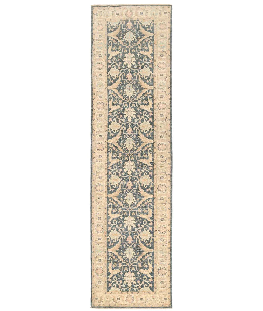 Grey Afghan Ziegler Rug 2' 7" x 9' 10" Hand-Knotted | No. AT87223