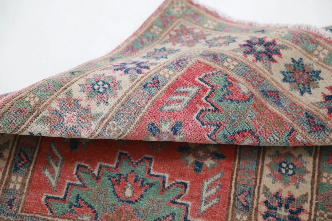 Afghan Kazak Rug 2' 0" x 2' 9" Hand-Knotted | No. AT87308