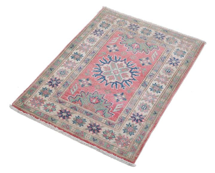 Afghan Kazak Rug 2' 0" x 2' 9" Hand-Knotted | No. AT87308