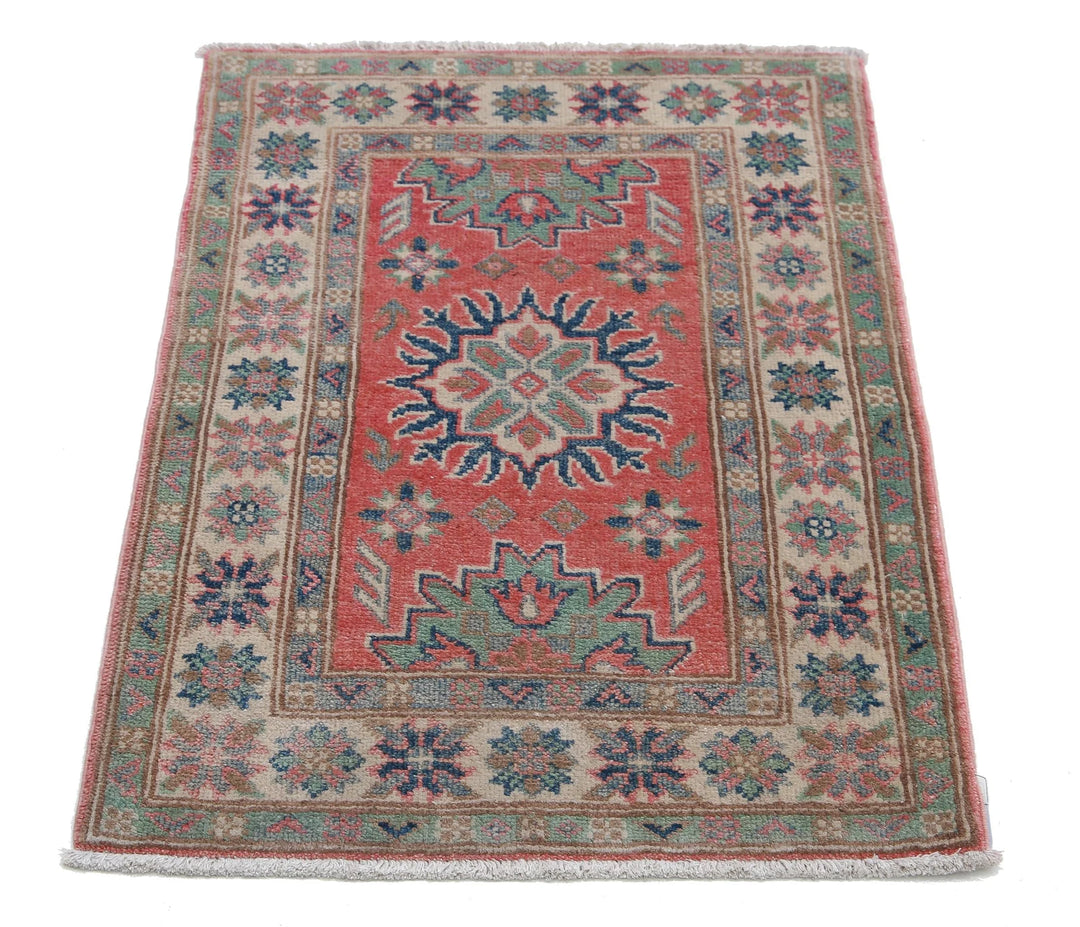 Afghan Kazak Rug 2' 0" x 2' 9" Hand-Knotted | No. AT87308
