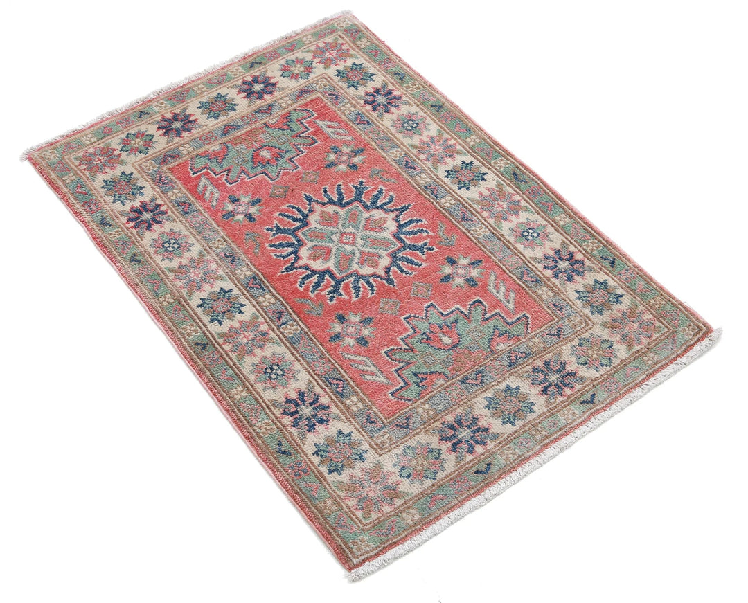 Afghan Kazak Rug 2' 0" x 2' 9" Hand-Knotted | No. AT87308