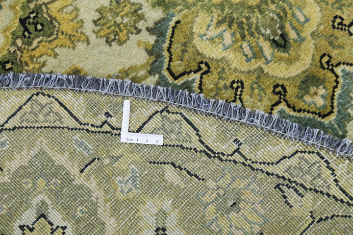 Ivory Green Indian Ziegler Rug 5' 9" x 5' 9" Hand-Knotted | No. AT87334