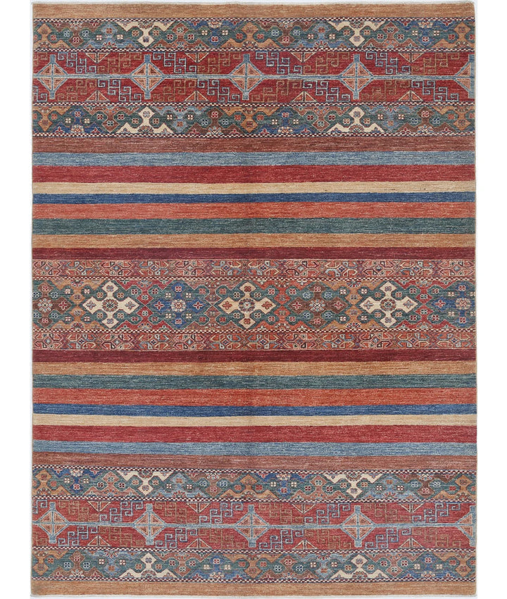 Afghan Khurjeen Rug 5' 9" x 7' 9" Hand-Knotted | No. AT87360