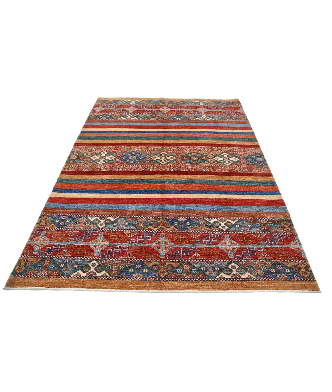 Afghan Khurjeen Rug 5' 9" x 7' 9" Hand-Knotted | No. AT87360
