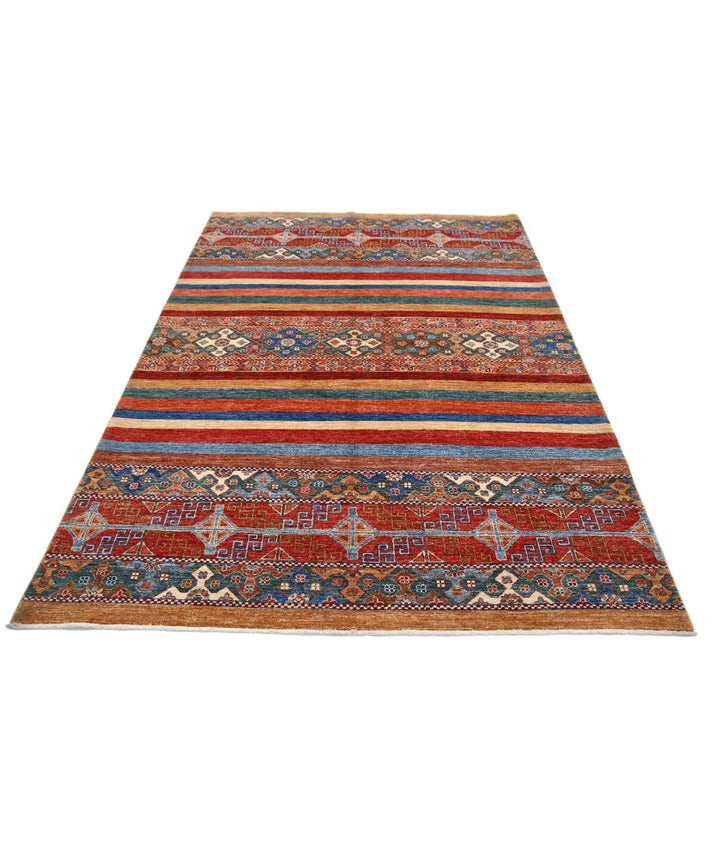Afghan Khurjeen Rug 5' 9" x 7' 9" Hand-Knotted | No. AT87360