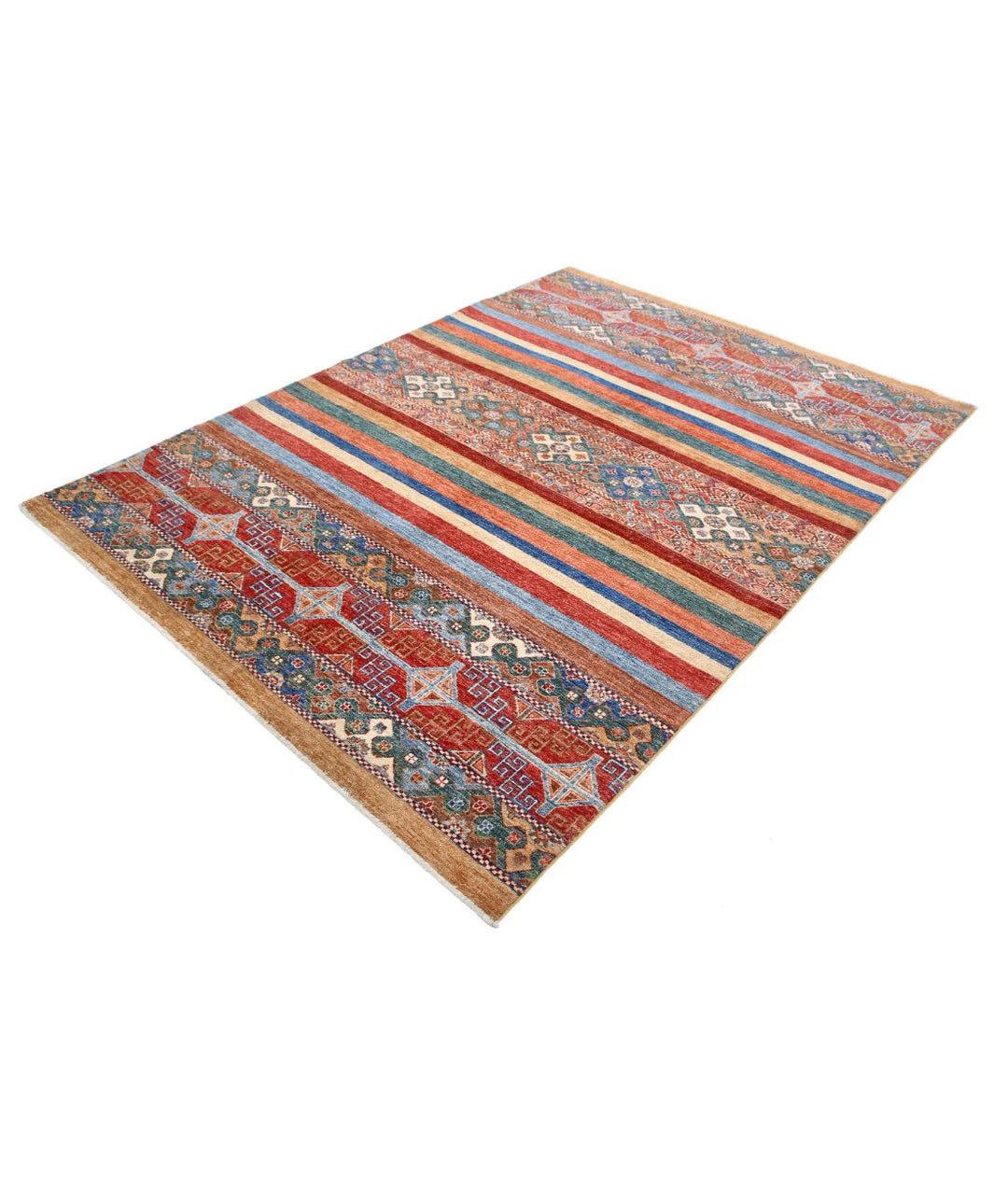Afghan Khurjeen Rug 5' 9" x 7' 9" Hand-Knotted | No. AT87360