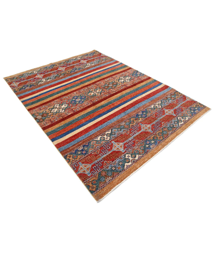 Afghan Khurjeen Rug 5' 9" x 7' 9" Hand-Knotted | No. AT87360