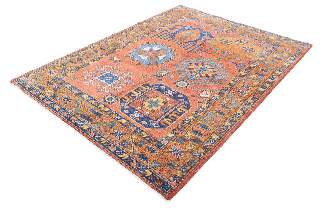 Afghan Nomadic Caucasian Humna Rug 5' 10" x 8' 3" Hand-Knotted | No. AT87402