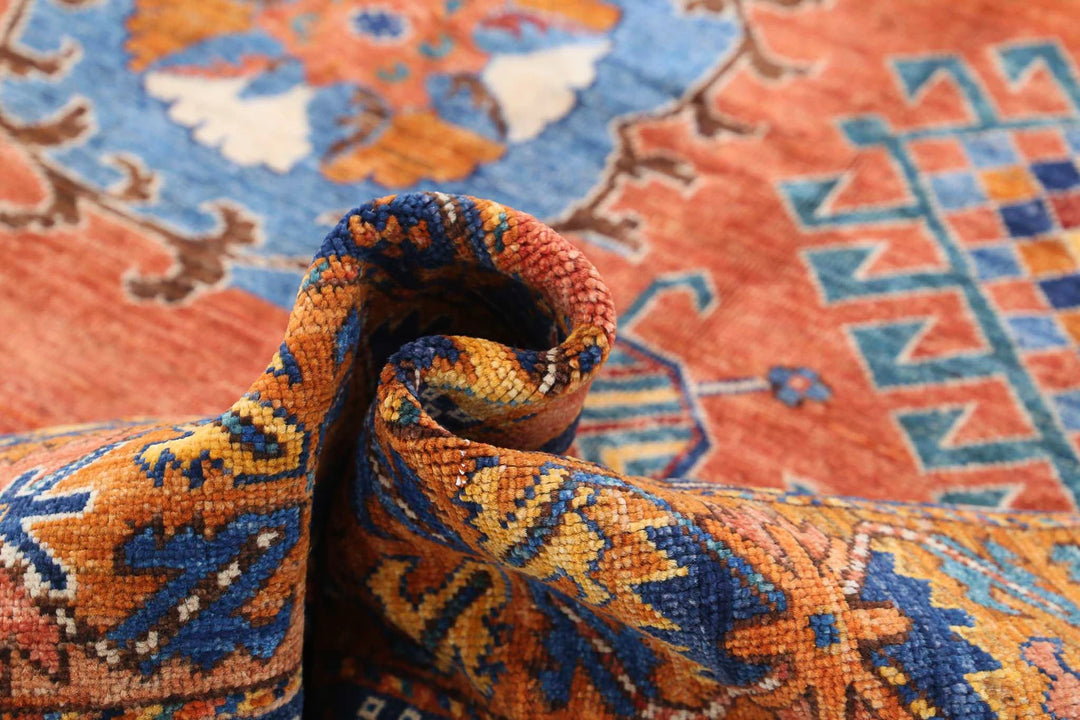 Afghan Nomadic Caucasian Humna Rug 5' 10" x 8' 3" Hand-Knotted | No. AT87402