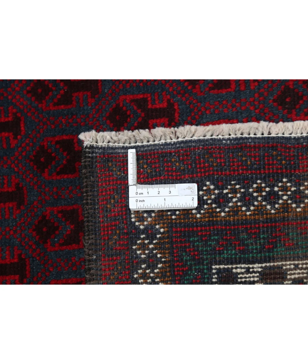 Red Afghan Baluchi Rug 2' 11" x 4' 8" Hand-Knotted | No. AT87451