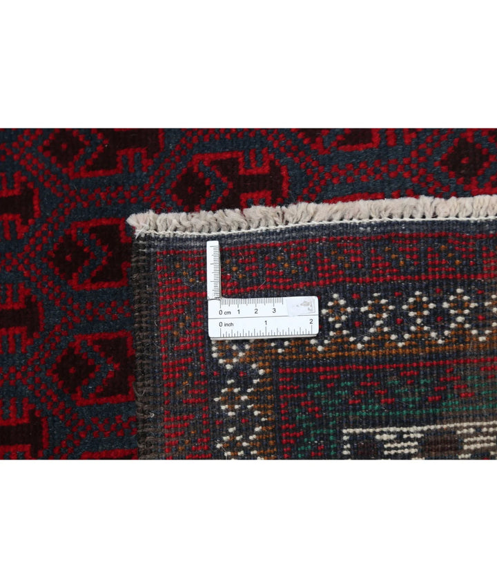 Red Afghan Baluchi Rug 2' 11" x 4' 8" Hand-Knotted | No. AT87451