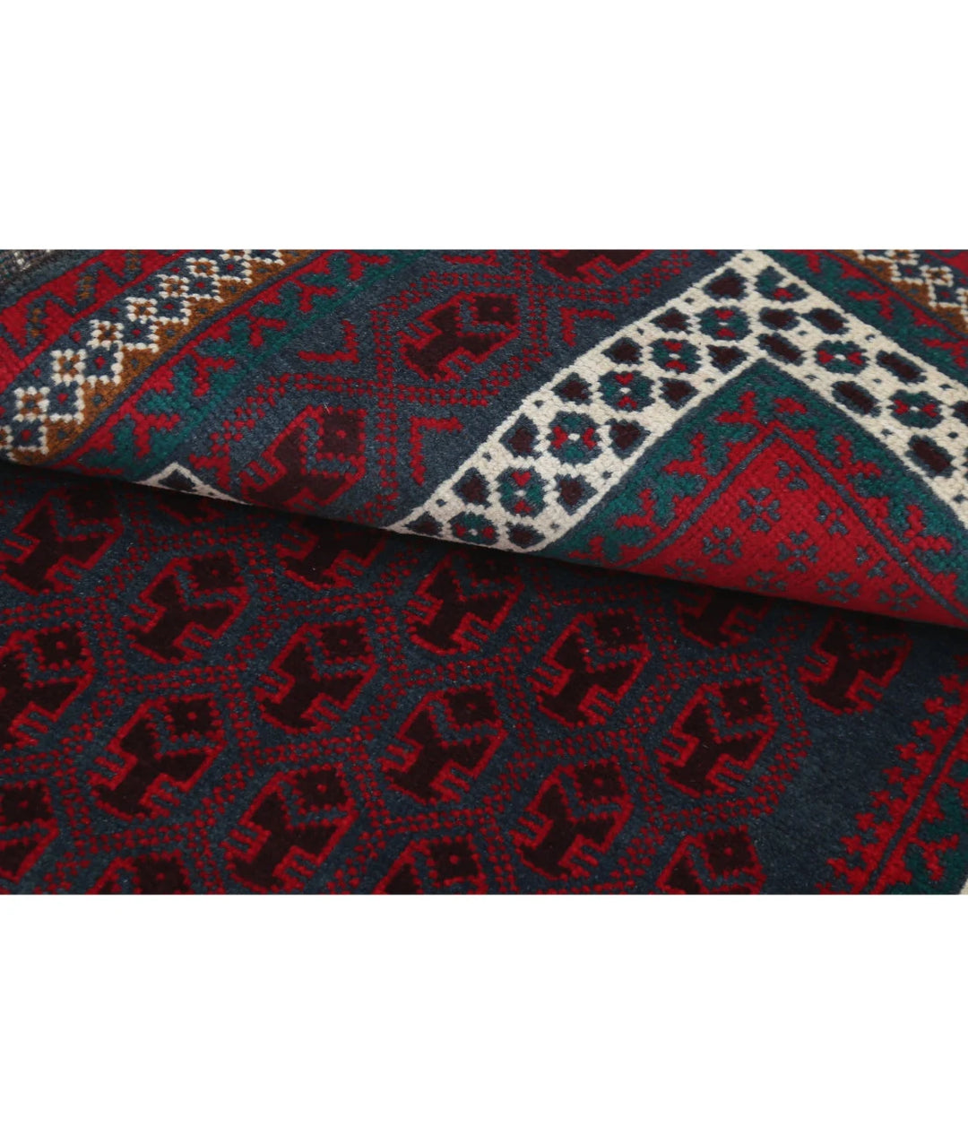 Red Afghan Baluchi Rug 2' 11" x 4' 8" Hand-Knotted | No. AT87451