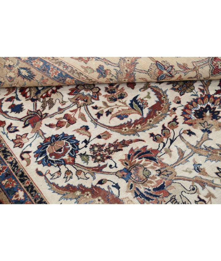 Ivory Persian Vintage Rug 9' 8" x 12' 11" Hand-Knotted | No. AT87506