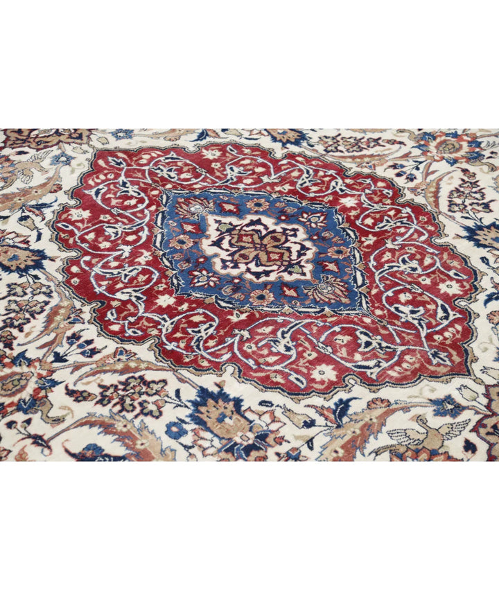 Ivory Persian Vintage Rug 9' 8" x 12' 11" Hand-Knotted | No. AT87506