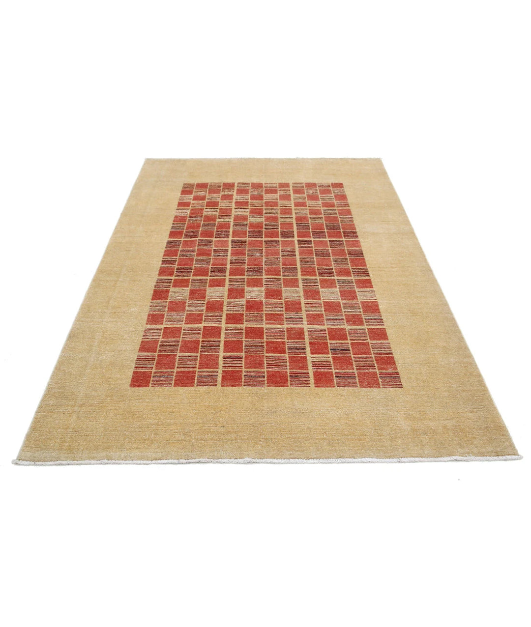 Afghan Modcar Rug 5' 4" x 7' 2" Hand-Knotted | No. AT87645
