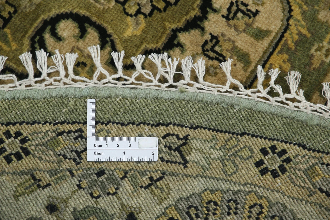 Ivory Green Indian Ziegler Rug 5' 11" x 6' 3" Hand-Knotted | No. AT87686
