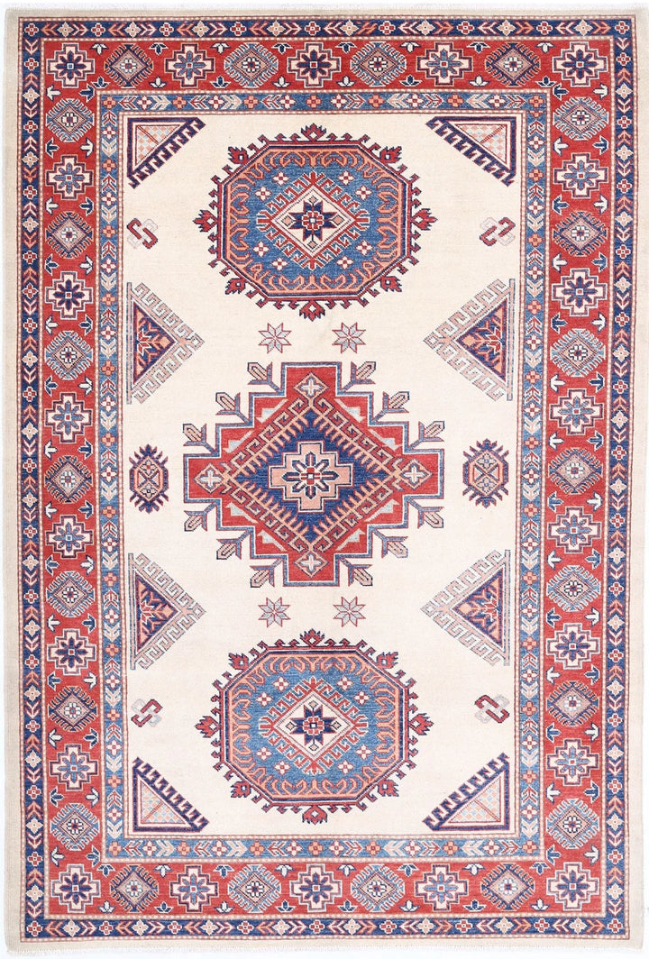 Afghan Kazak Rug 6' 0" x 8' 11" Hand-Knotted | No. AT87690