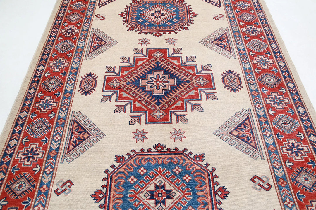 Afghan Kazak Rug 6' 0" x 8' 11" Hand-Knotted | No. AT87690