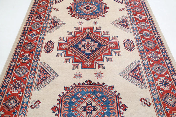 Afghan Kazak Rug 6' 0" x 8' 11" Hand-Knotted | No. AT87690