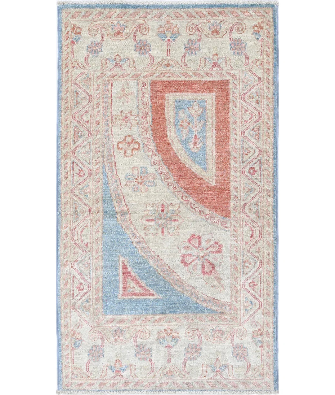 Blue Afghan Ziegler Rug 2' 1" x 3' 11" Hand-Knotted | No. AT877660