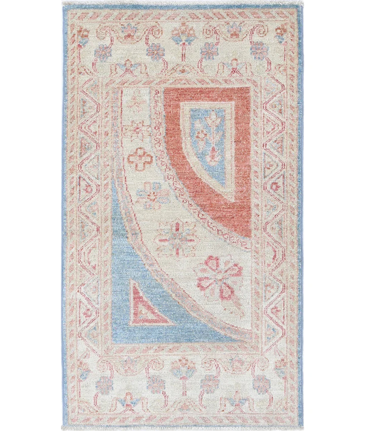 Blue Afghan Ziegler Rug 2' 1" x 3' 11" Hand-Knotted | No. AT877660