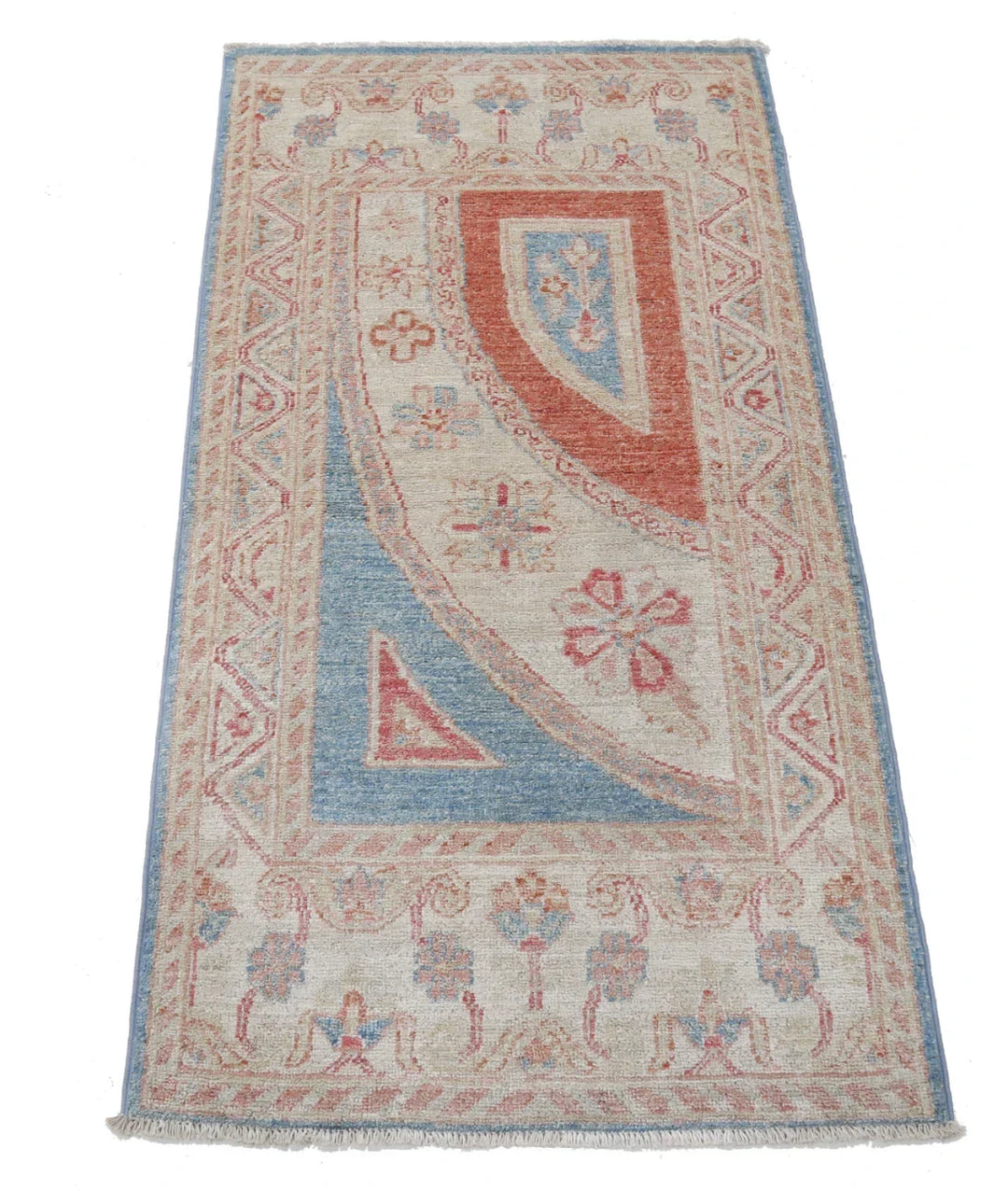 Blue Afghan Ziegler Rug 2' 1" x 3' 11" Hand-Knotted | No. AT877660