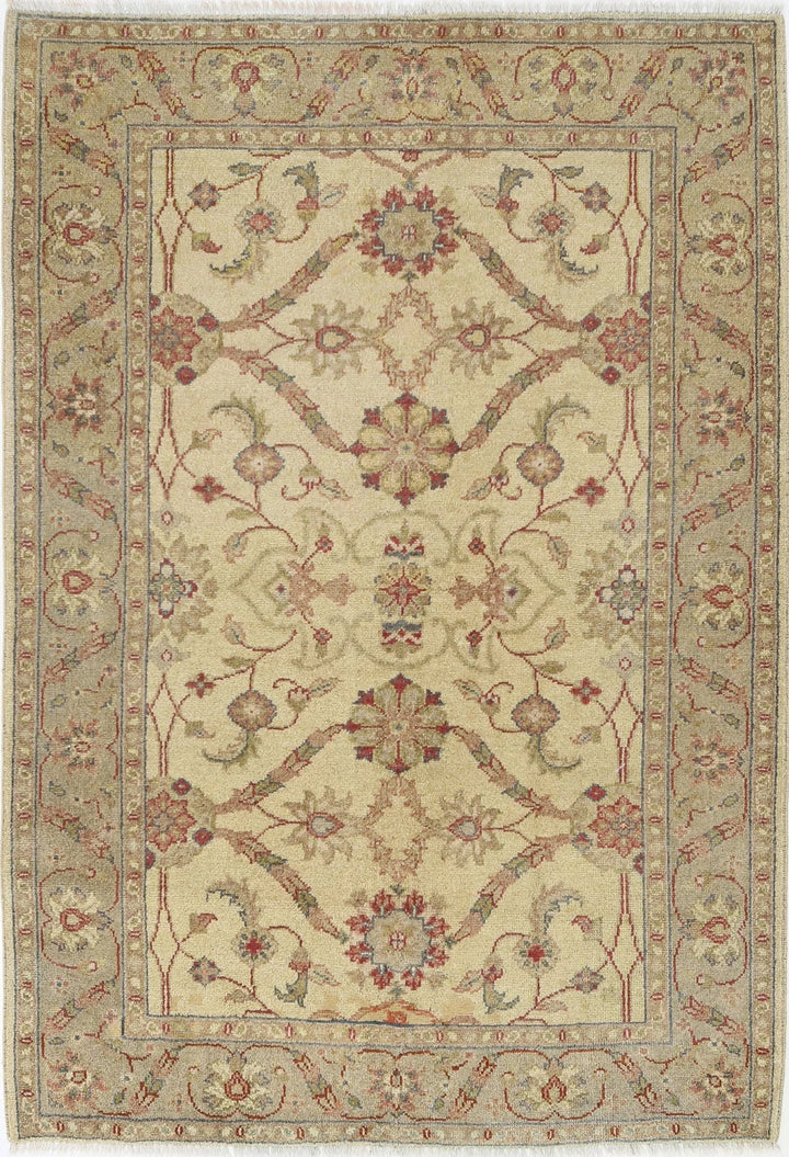 Indian Ziegler Rug 4' 0" x 5' 9" Hand-Knotted | No. AT87911