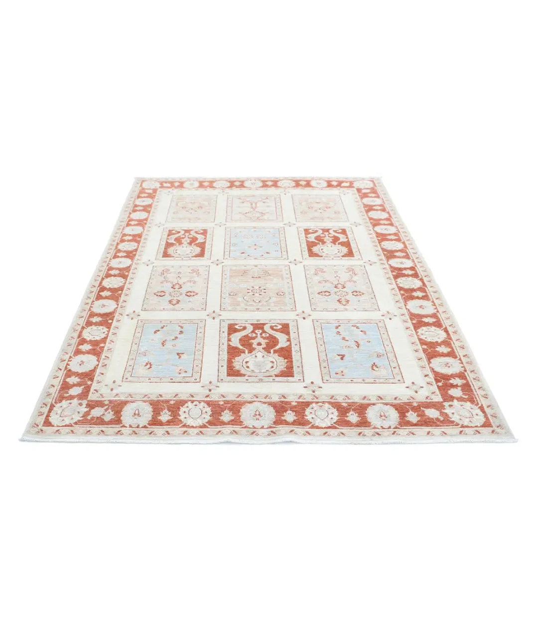 Afghan Bakhtiari Rug 5' 6" x 7' 2" Hand-Knotted | No. AT87987