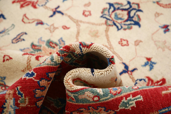 Ivory Afghan Ziegler Rug 6'2" x 9'3" Hand-Knotted | No. AT88058