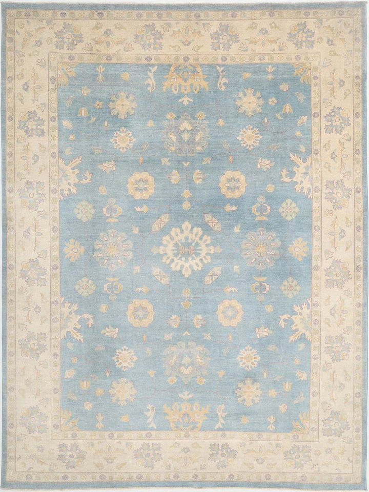 Blue Afghan Ziegler Rug 8' 9" x 11' 10" Hand-Knotted | No. AT88061