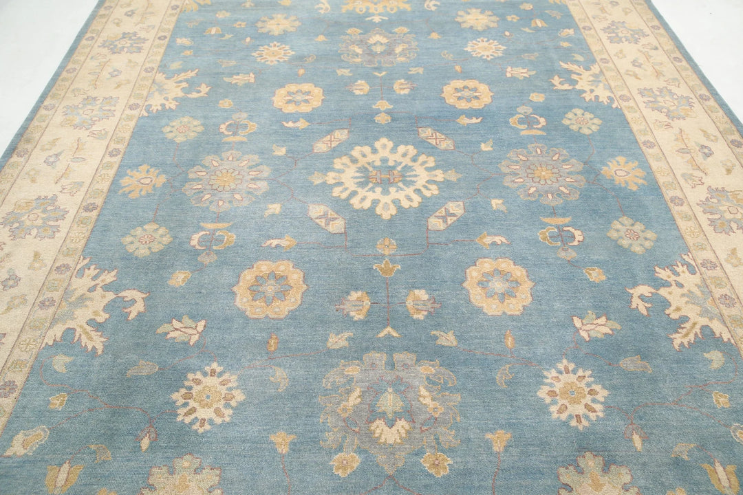Blue Afghan Ziegler Rug 8' 9" x 11' 10" Hand-Knotted | No. AT88061