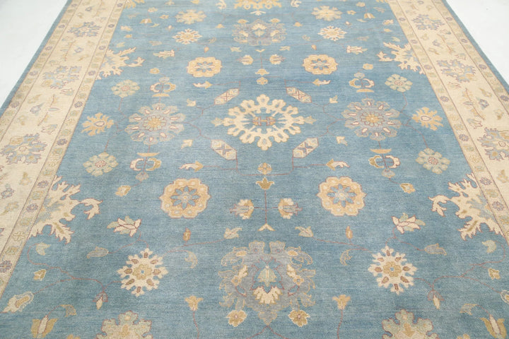 Blue Afghan Ziegler Rug 8' 9" x 11' 10" Hand-Knotted | No. AT88061