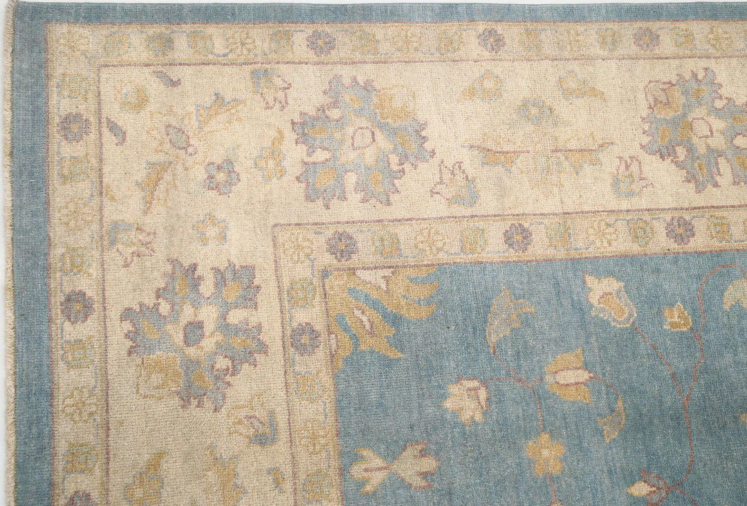 Blue Afghan Ziegler Rug 8' 9" x 11' 10" Hand-Knotted | No. AT88061