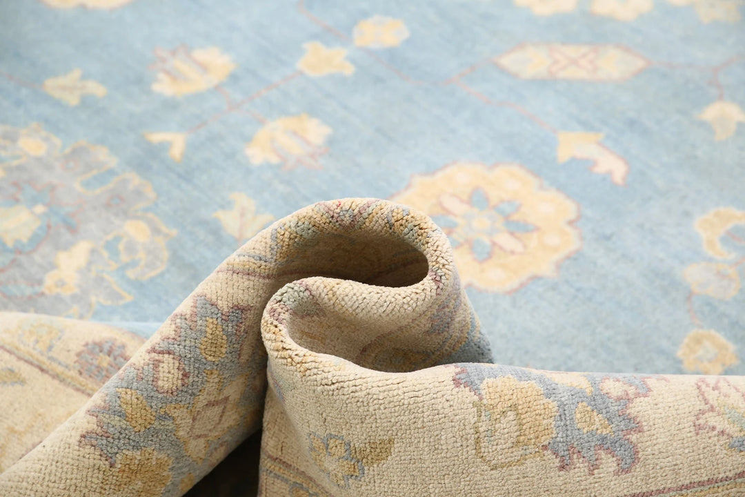 Blue Afghan Ziegler Rug 8' 9" x 11' 10" Hand-Knotted | No. AT88061