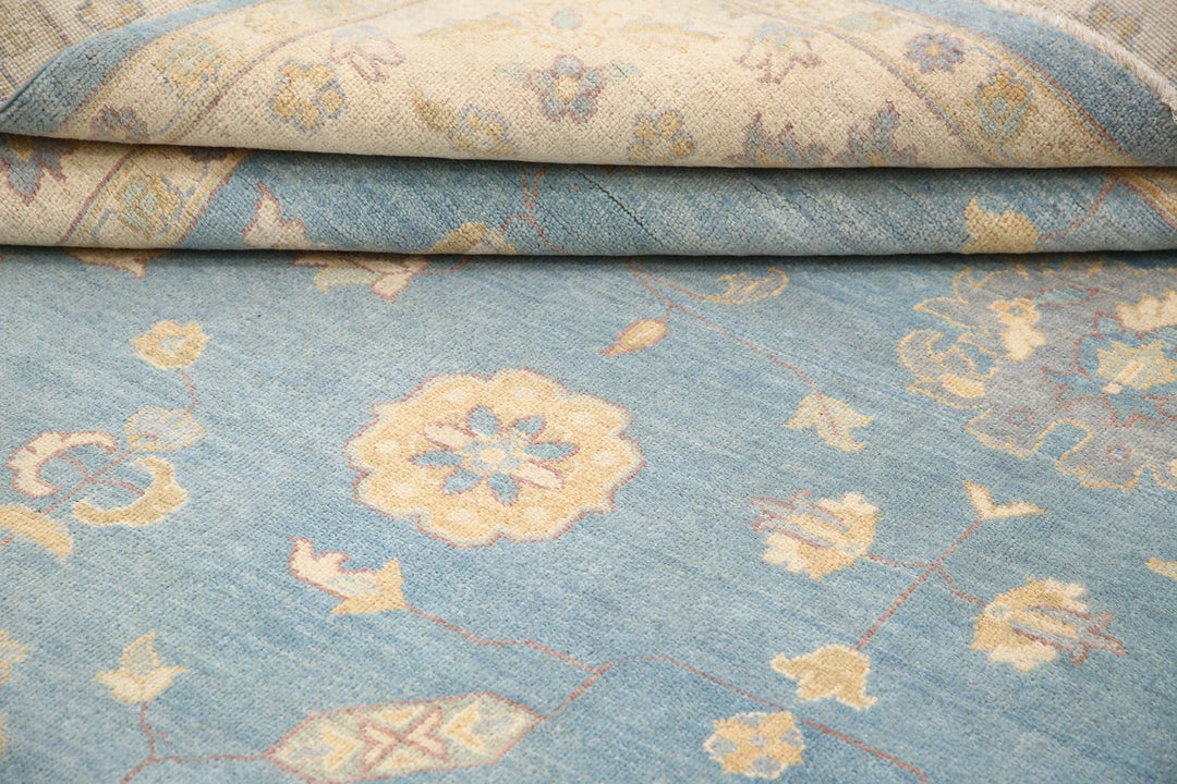 Blue Afghan Ziegler Rug 8' 9" x 11' 10" Hand-Knotted | No. AT88061
