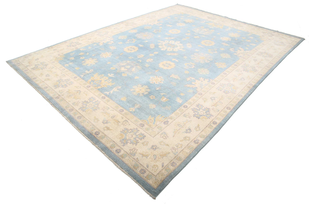 Blue Afghan Ziegler Rug 8' 9" x 11' 10" Hand-Knotted | No. AT88061